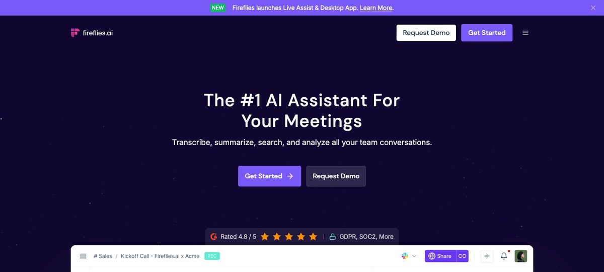 Fireflies — AI meeting note-taker available on Mac with bot-based recording