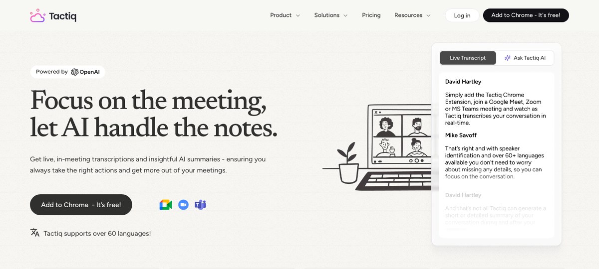 Tactiq — Chrome extension AI note-taker for Google Meet lectures