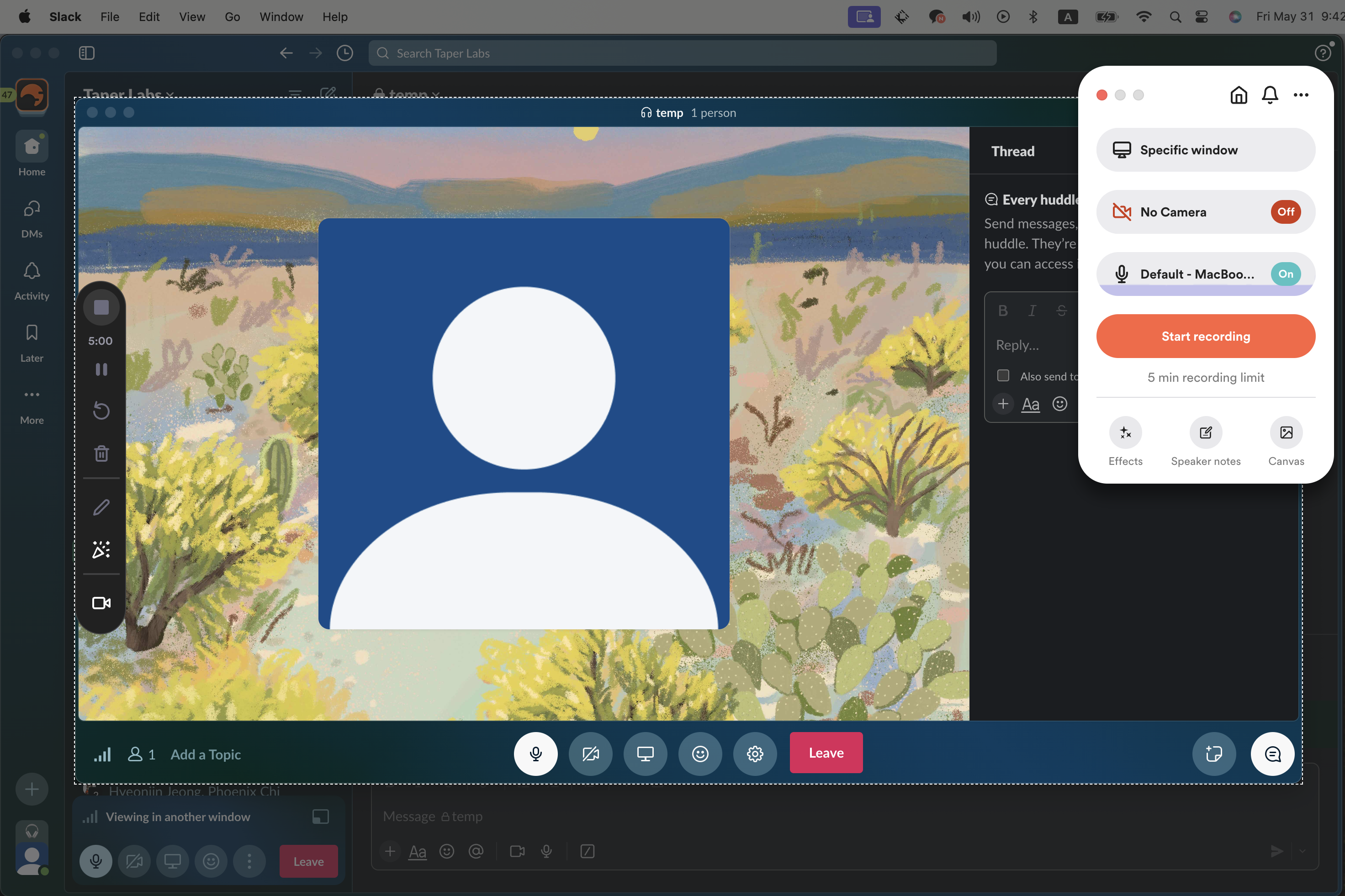 Loom recording interface showing how to record a Slack Huddle on Mac