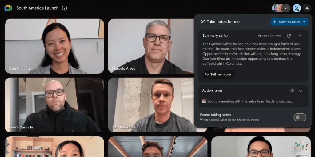Google Meet with Duet AI interface